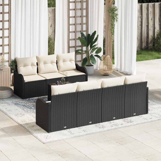 vidaXL Gartensofa-set Schwarz 55 x 55 x 37 cm Poly-Rattan