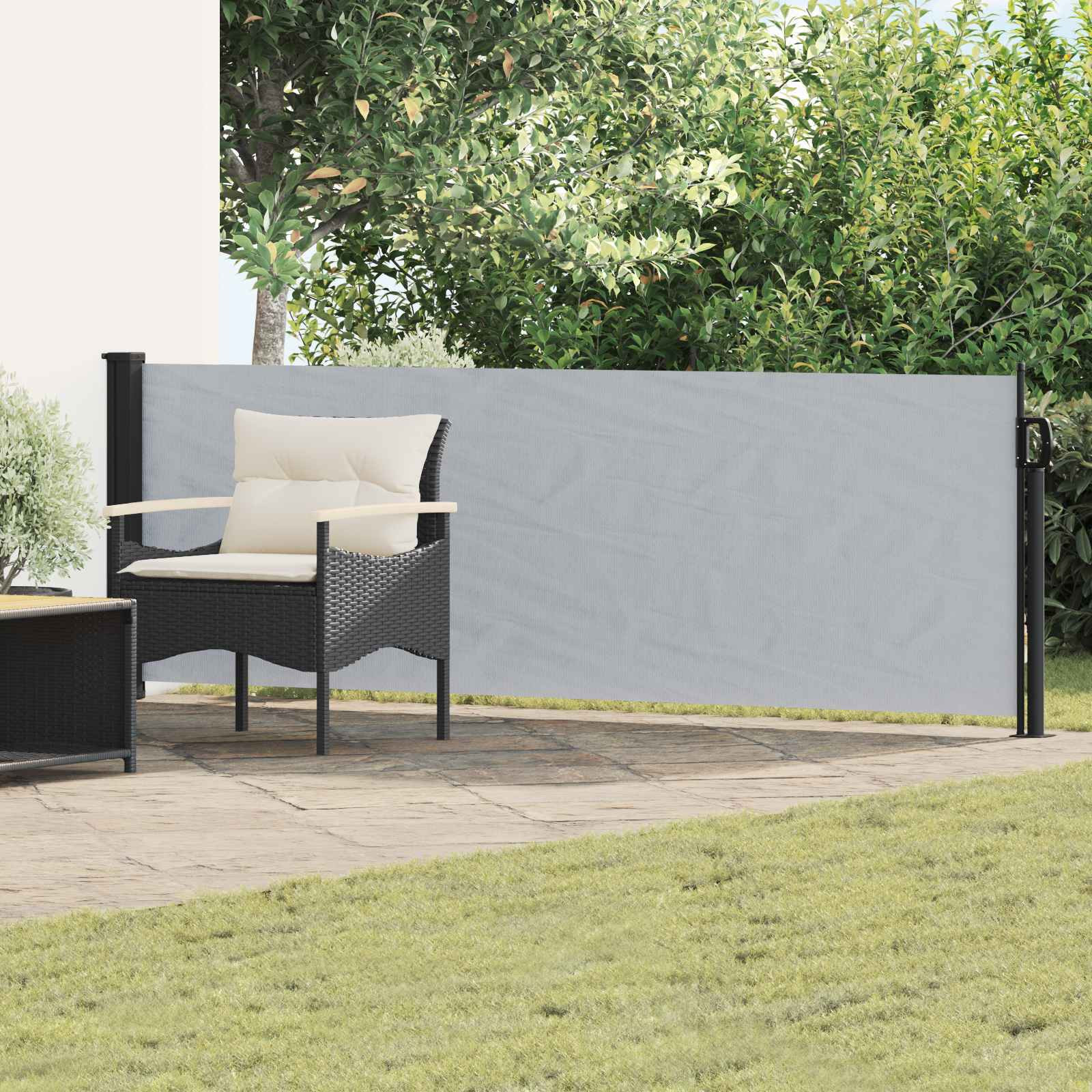 vidaXL Ausziehbares Seitenmarkise Grau 300 x 100 cm Polyester