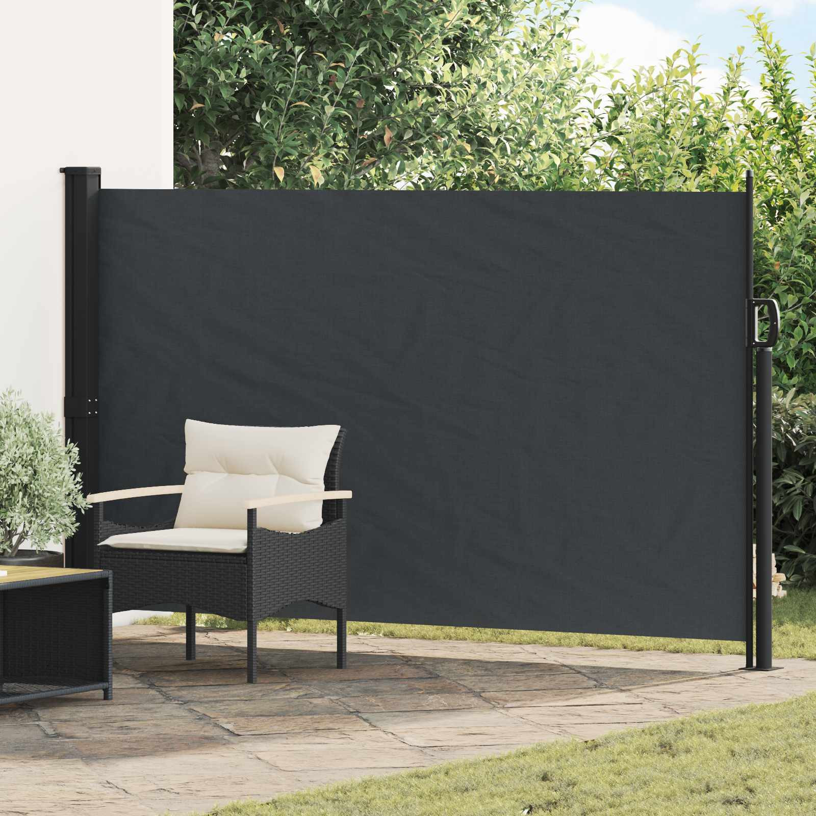 vidaXL Ausziehbares Seitenmarkise Schwarz 300 x 170 cm Polyester