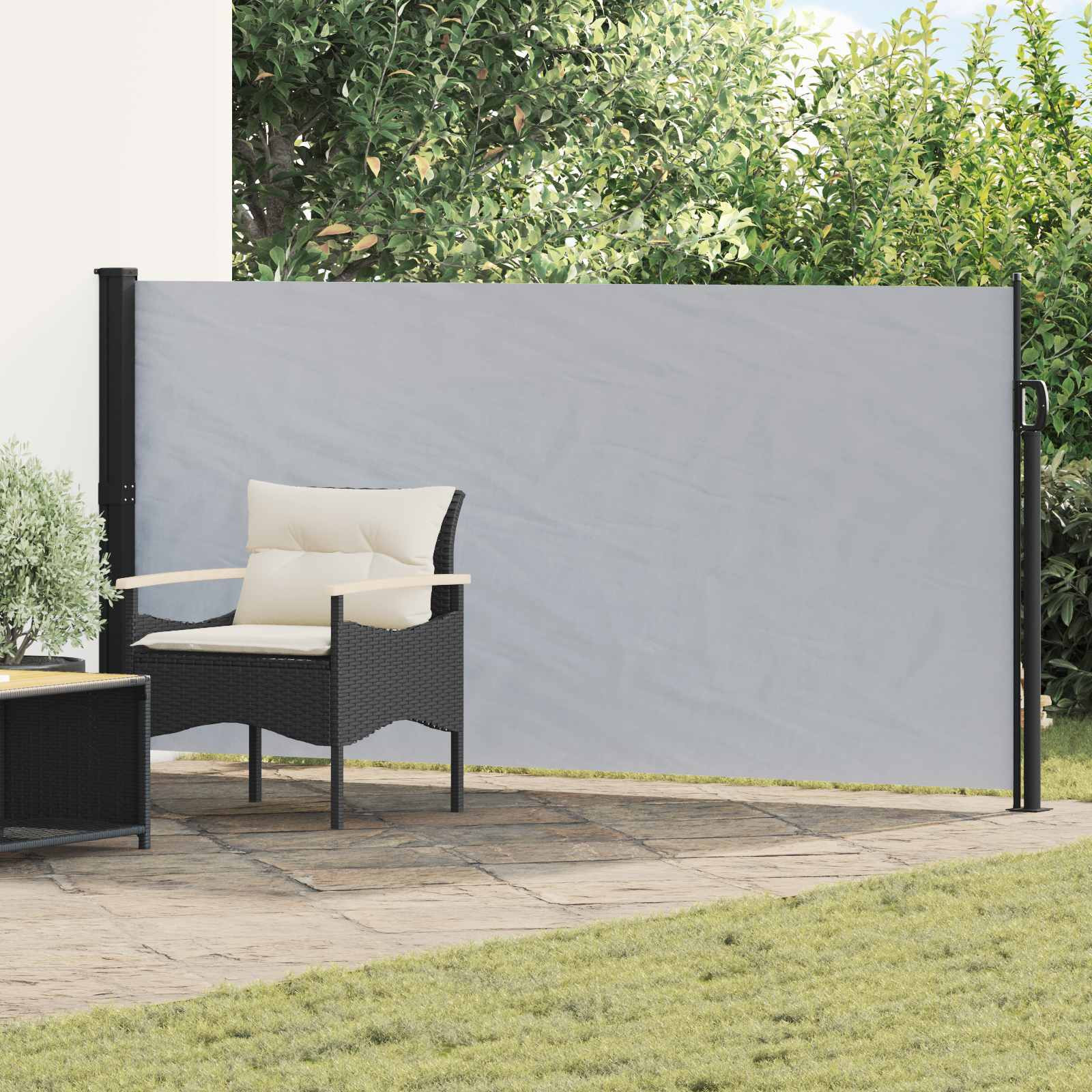 vidaXL Ausziehbares Seitenmarkise Grau 300 x 170 cm Polyester