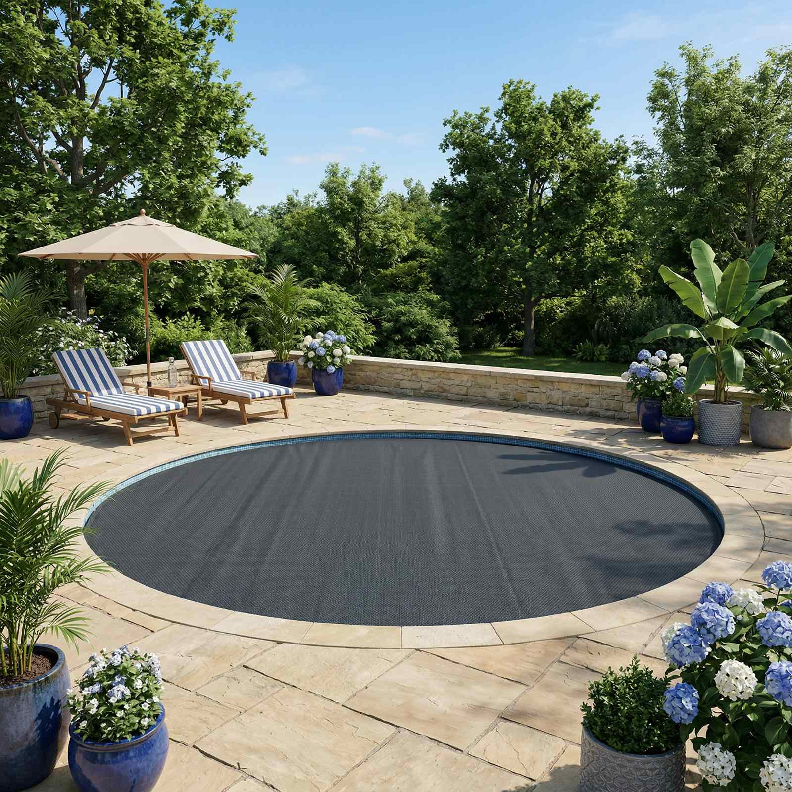 vidaXL Sonnendeck für Pools Extra Schwer Ø 381 cm 400 μm Rund PE