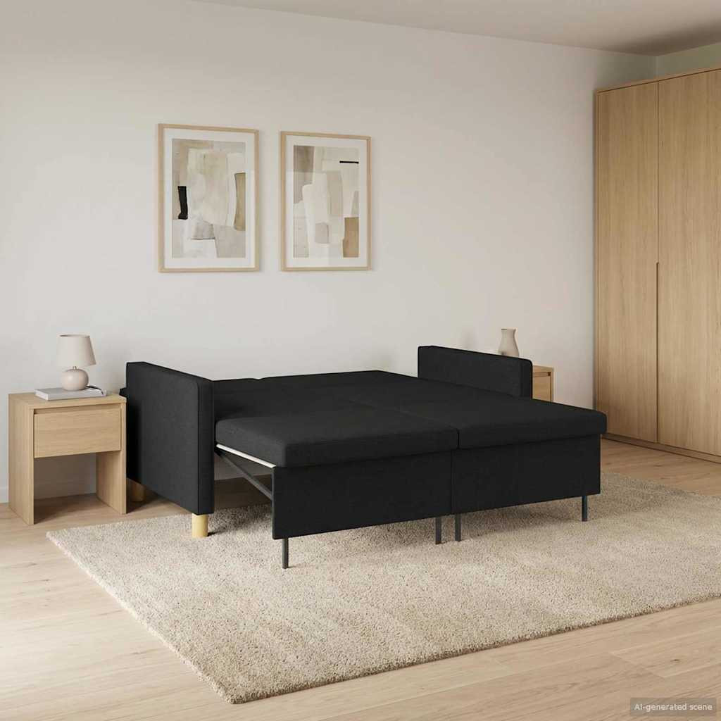 vidaXL Schlafsofa Ausziehbar Schwarz Stoff