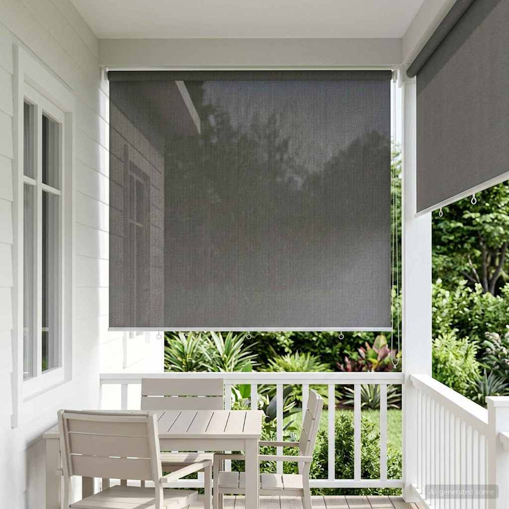 vidaXL Außenrollo 90% UV-Block Hellgrau 220 x 140 cm HDPE