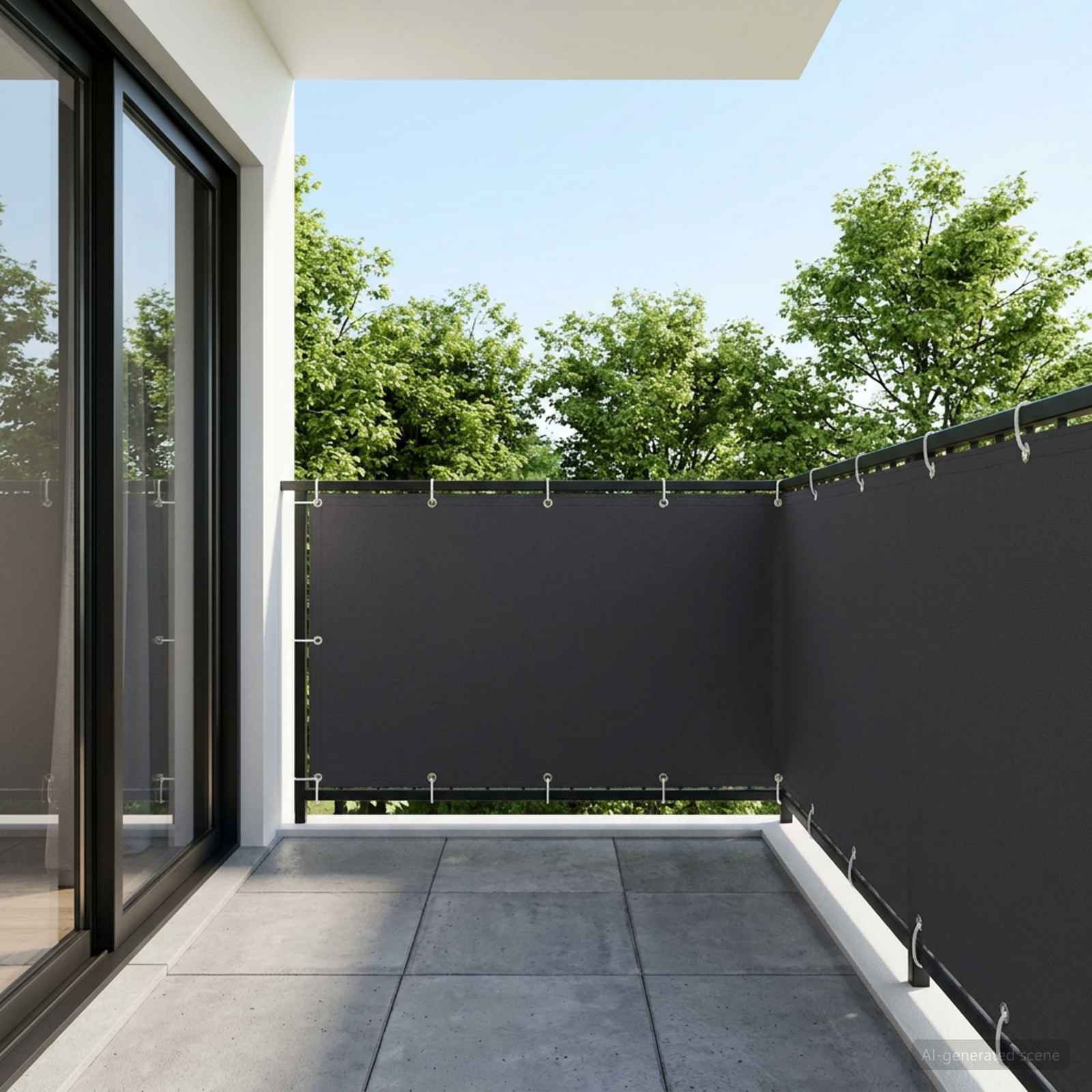 vidaXL Balkon Sichtschutz 1,5 x 15 m Stoff mit PU-Beschichtung Schwarz