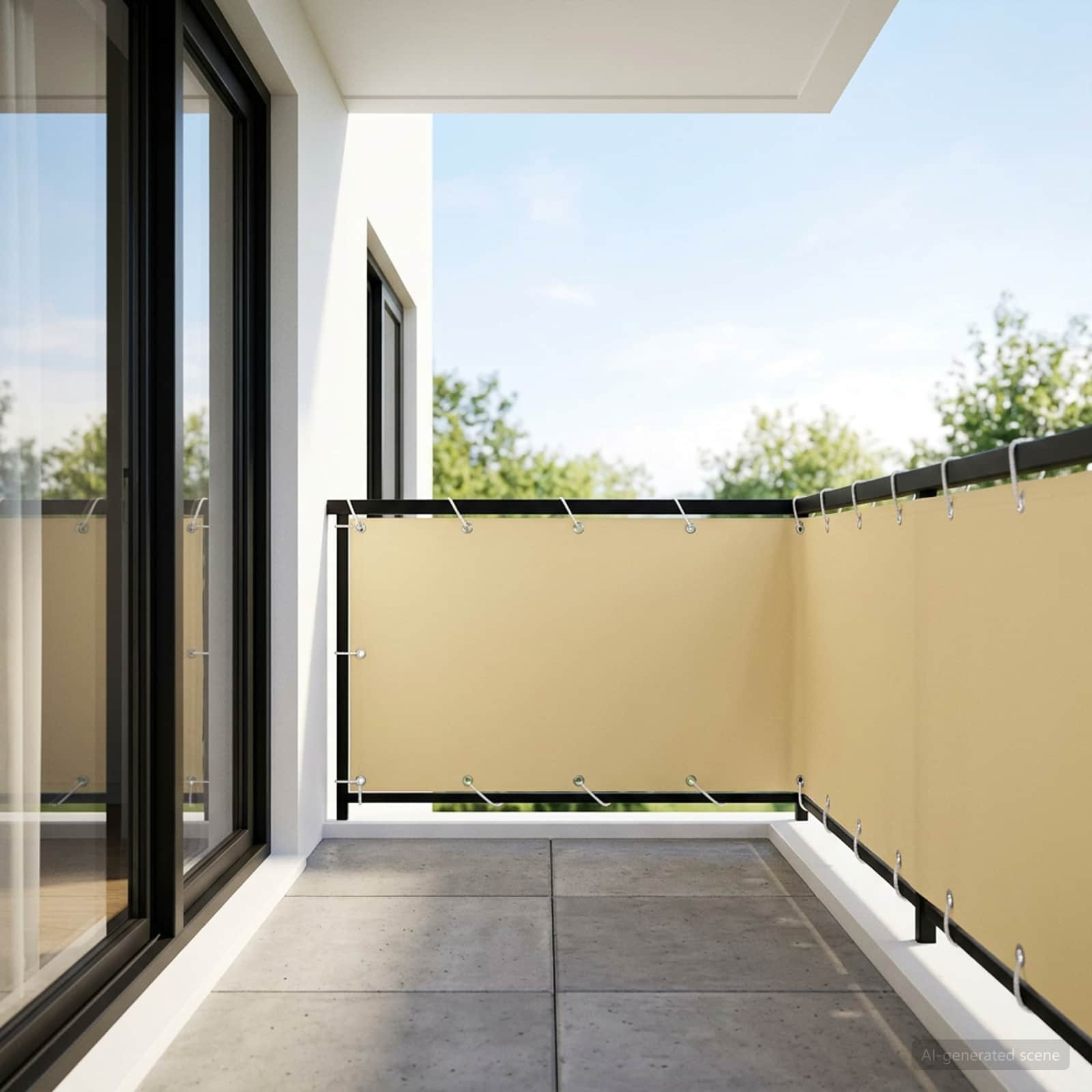 vidaXL Balkon Sichtschutz 1,5 x 25 m Stoff mit PU-Beschichtung Beige