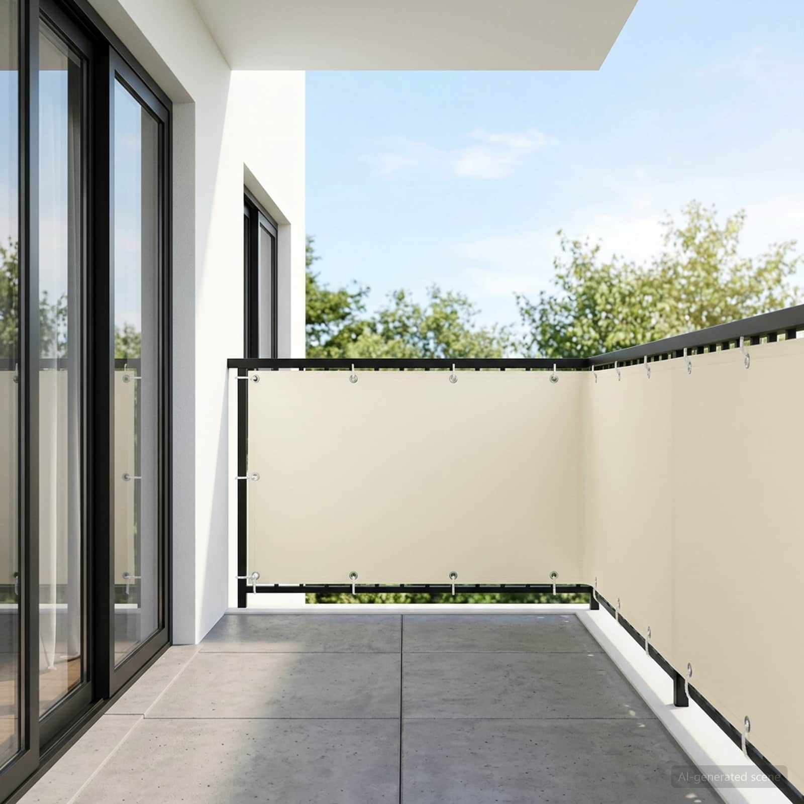 vidaXL Balkon Sichtschutz 1,5 x 25 m Stoff mit PU-Beschichtung Creme