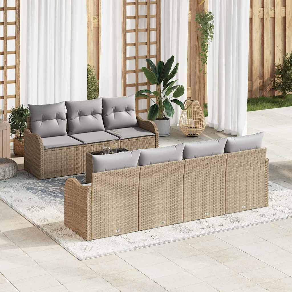 vidaXL Gartensofa-set Beige 55 x 55 x 37 cm Poly-Rattan