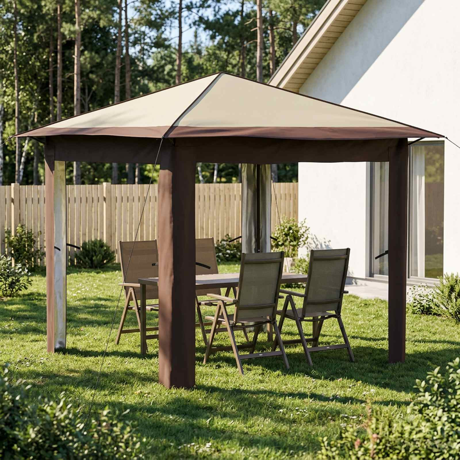 vidaXL Gazebo ohne Seitenwand 2,6 x 2,6 m Creme und Braun
