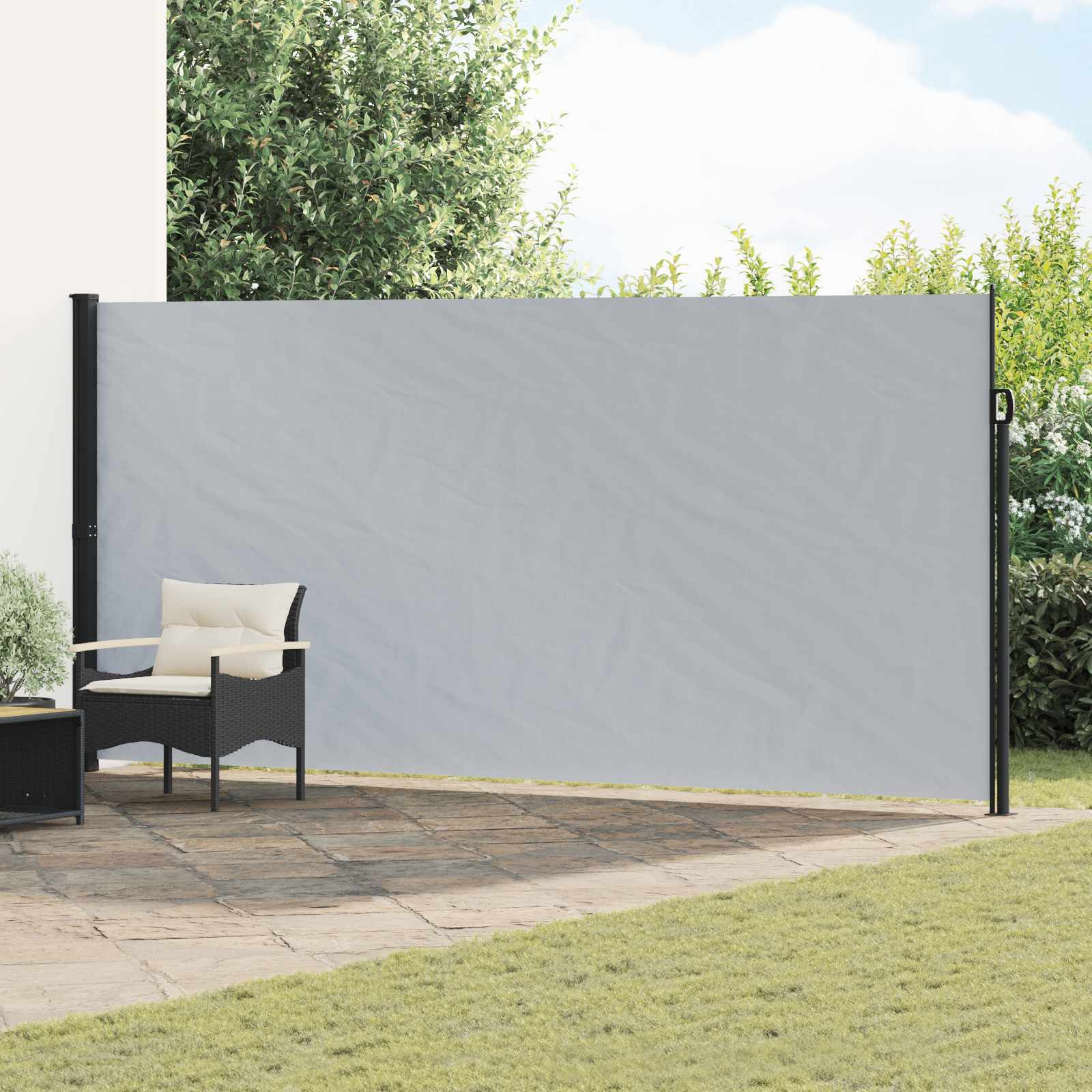 vidaXL Ausziehbares Seitenmarkise Grau 600 x 200 cm Polyester