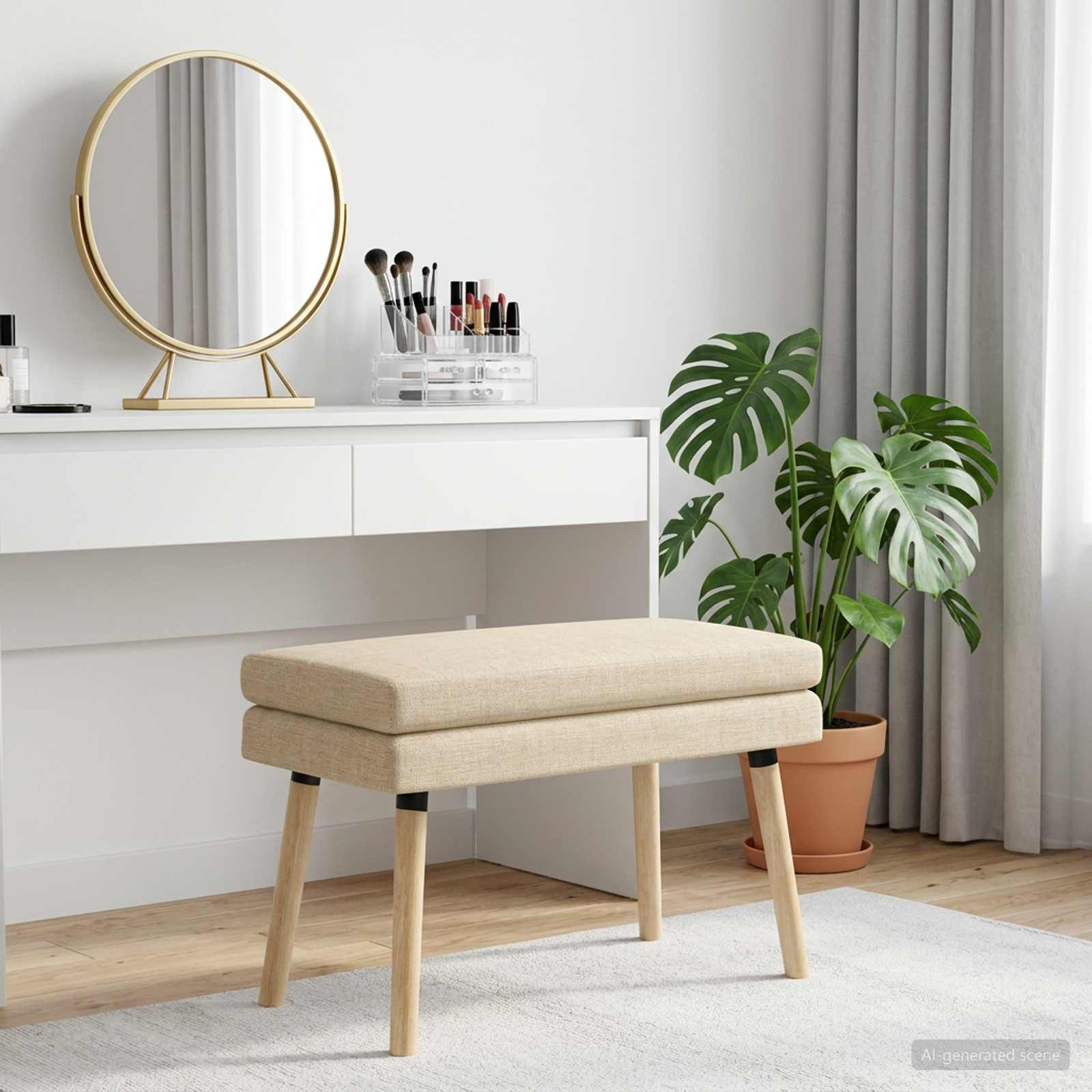 vidaXL Doppellagige Bank Creme 80 x 40 x 47 cm Stoff