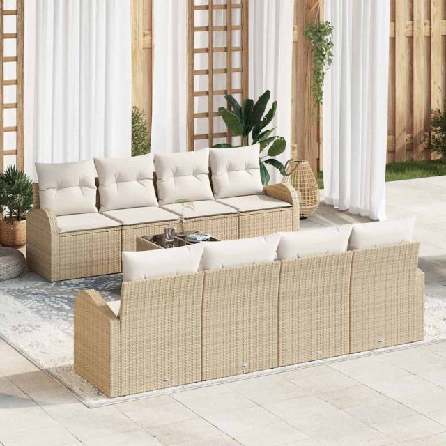 vidaXL Gartensofa-set Beige 55 x 55 x 37 cm Poly-Rattan