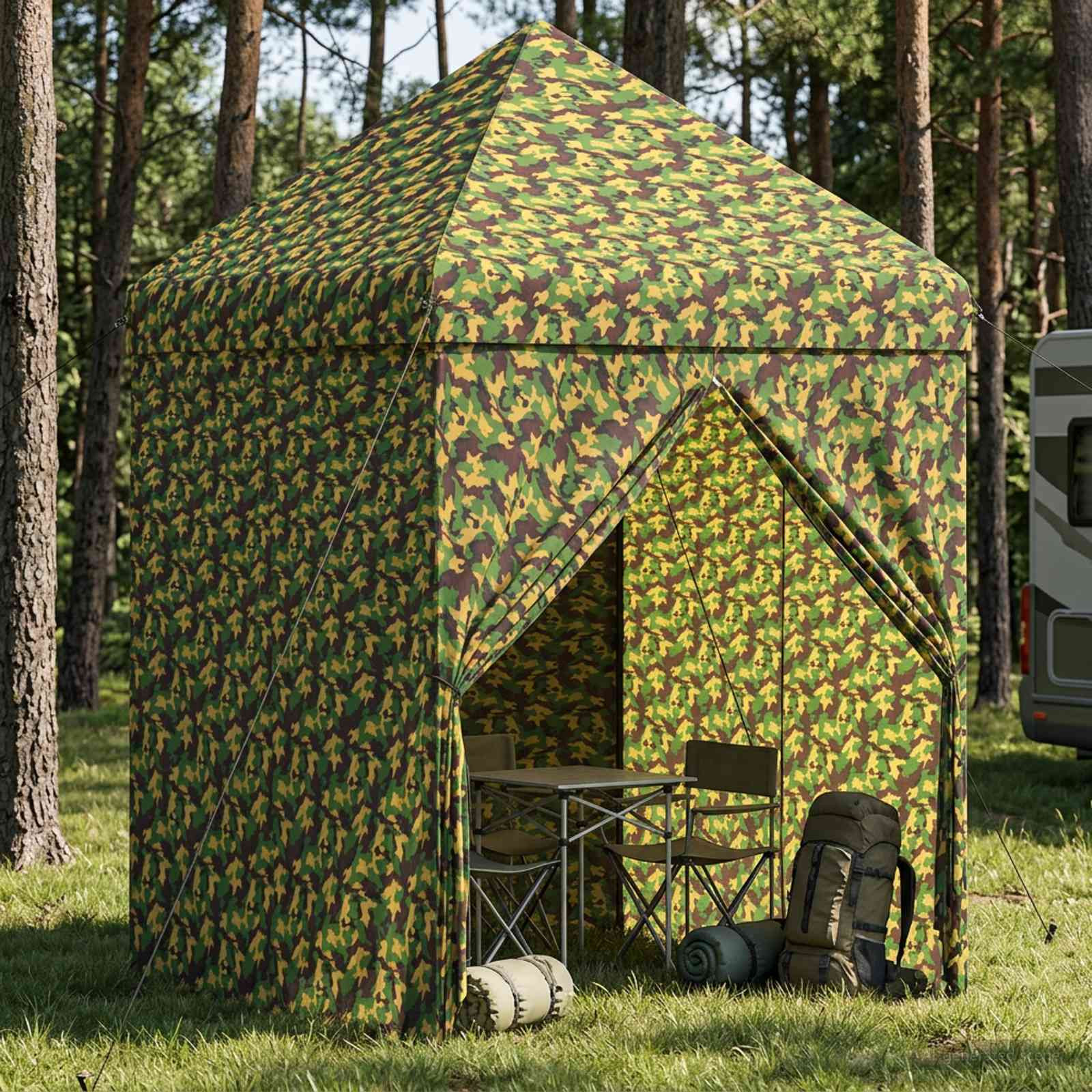 vidaXL Zelt mit 4 Seitenwänden 2,9 x 2,9 m Army Tarnung