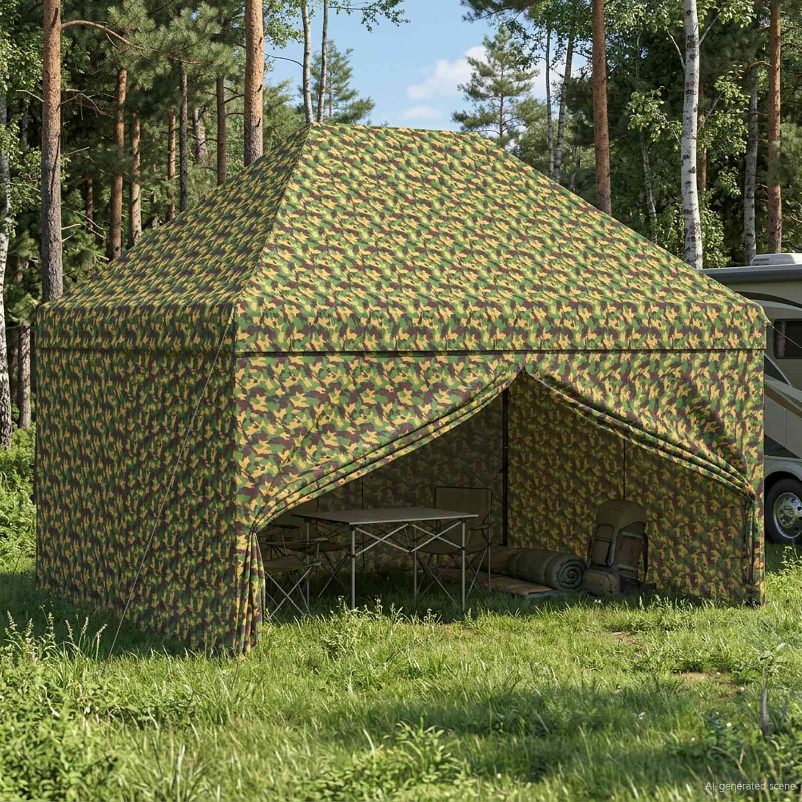 vidaXL Zelt mit 4 Seitenwänden 2,9 x 4,3 m Army Tarnung