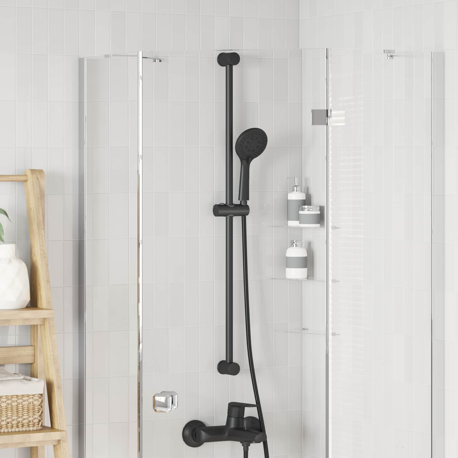 vidaXL Duschkopfhalter Schwarz 100 cm ABS Kunststoff