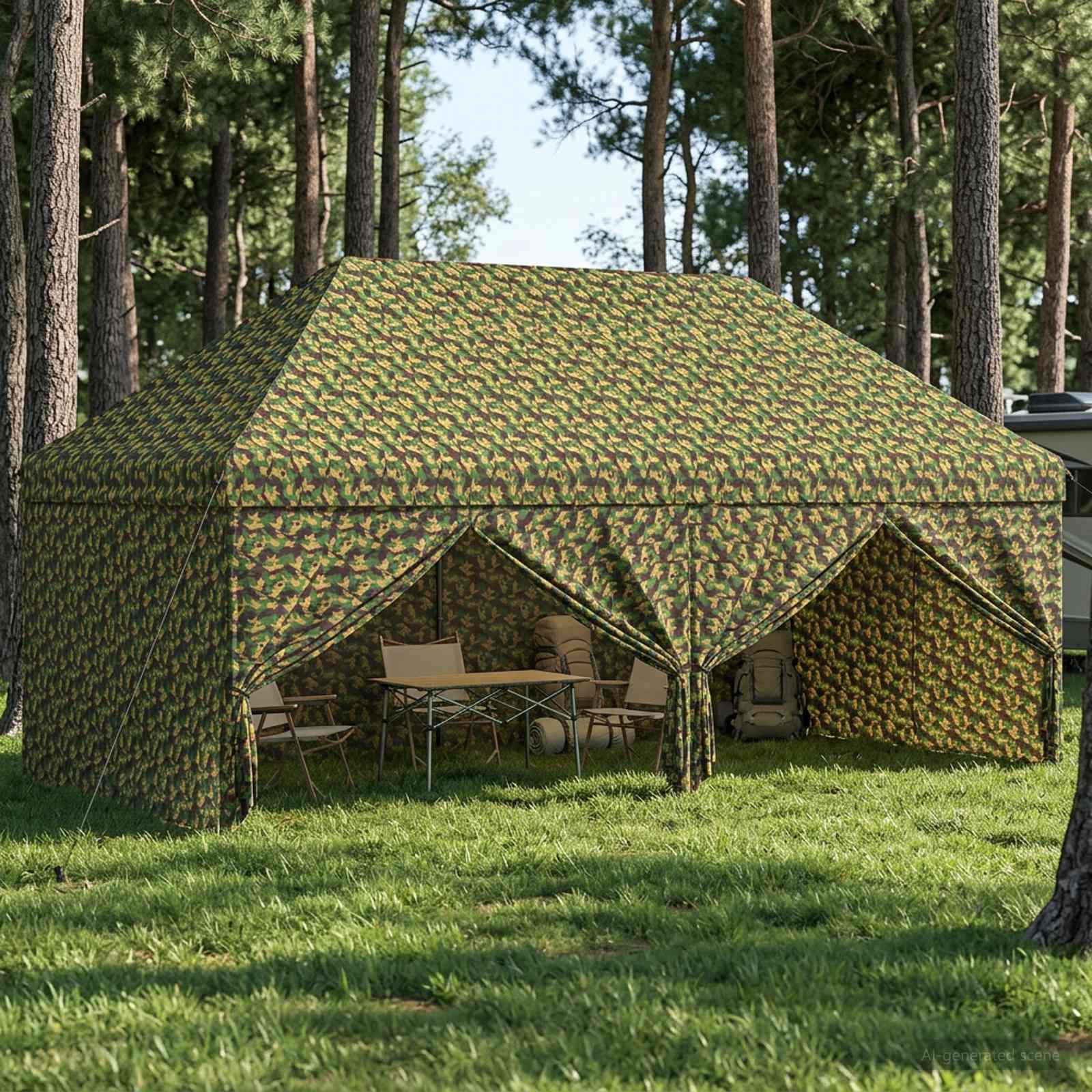 vidaXL Zelt mit 4 Seitenwänden 2,9 x 5,8 m Army Tarnung