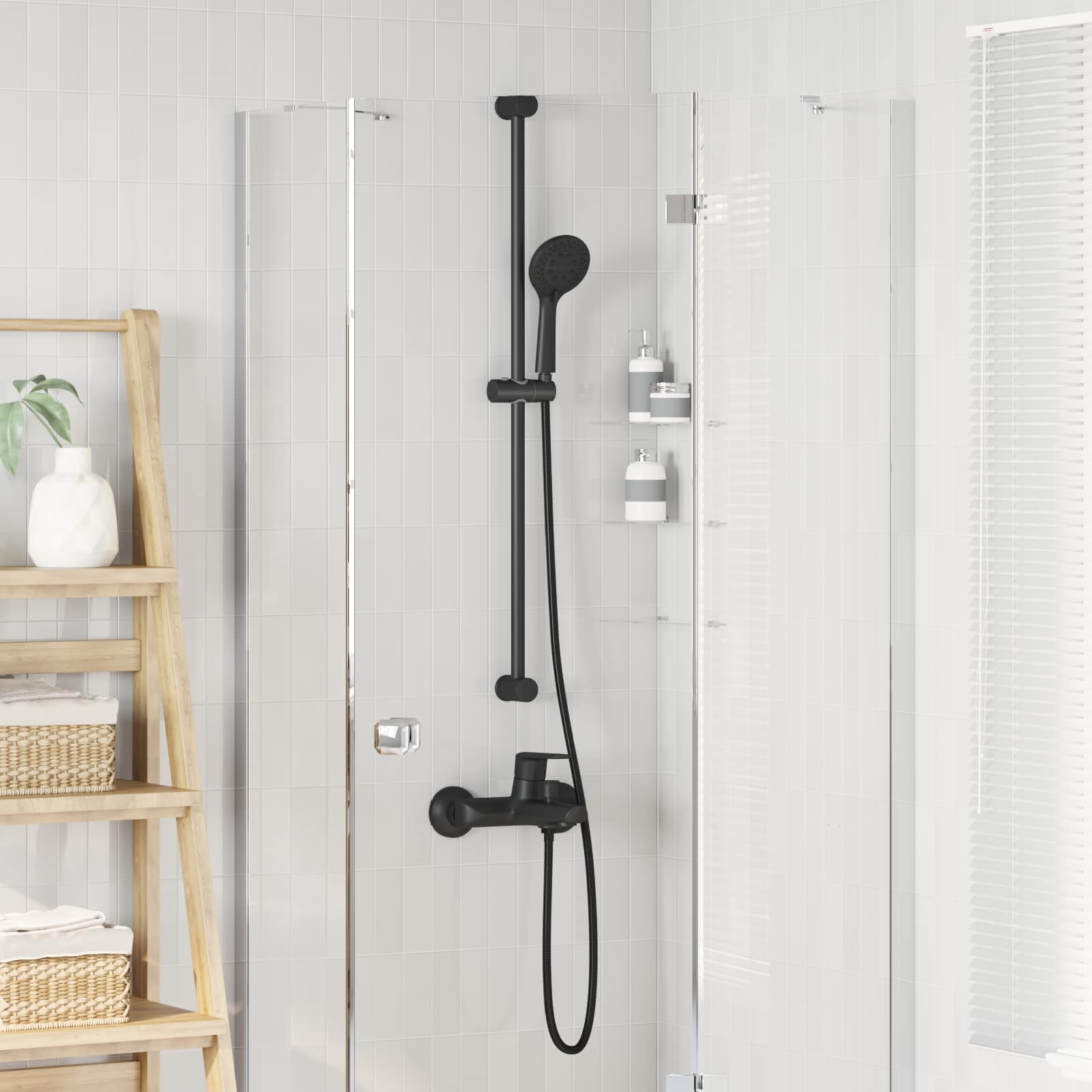 vidaXL Duschkopfset Schwarz 150 cm ABS Kunststoff
