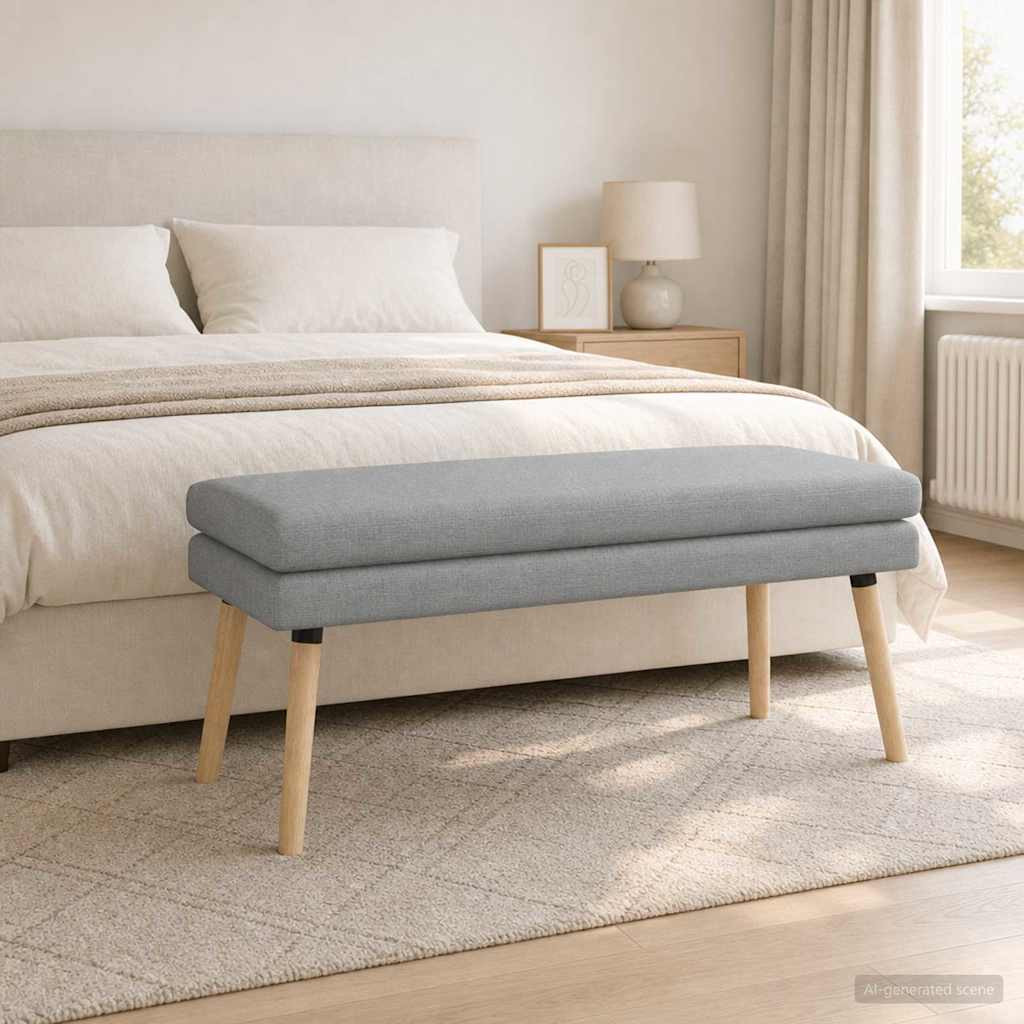 vidaXL Doppellagige Bank Hellgrau 110 x 40 x 47 cm Stoff