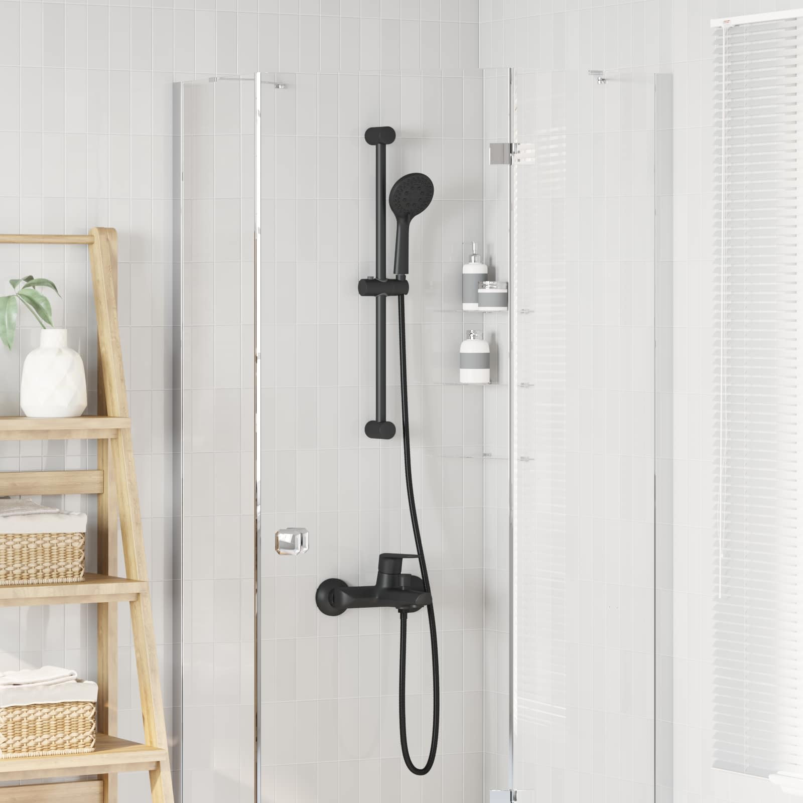 vidaXL Duschsystem-Set Schwarz 70 cm ABS Kunststoff