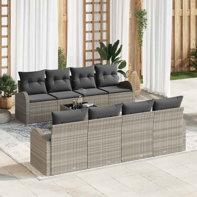 vidaXL Gartensofa-set Hellgrau 55 x 55 x 37 cm Poly-Rattan
