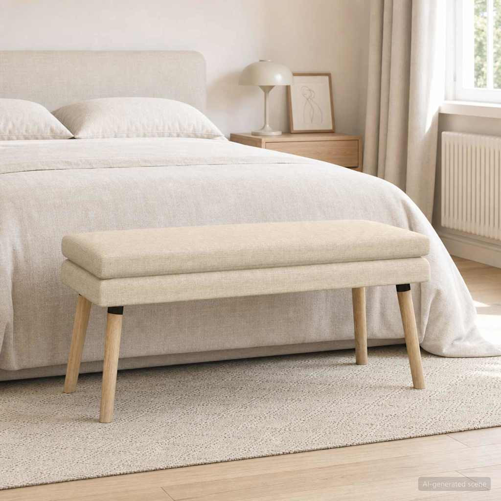 vidaXL Doppellagige Bank Creme 110 x 40 x 47 cm Stoff