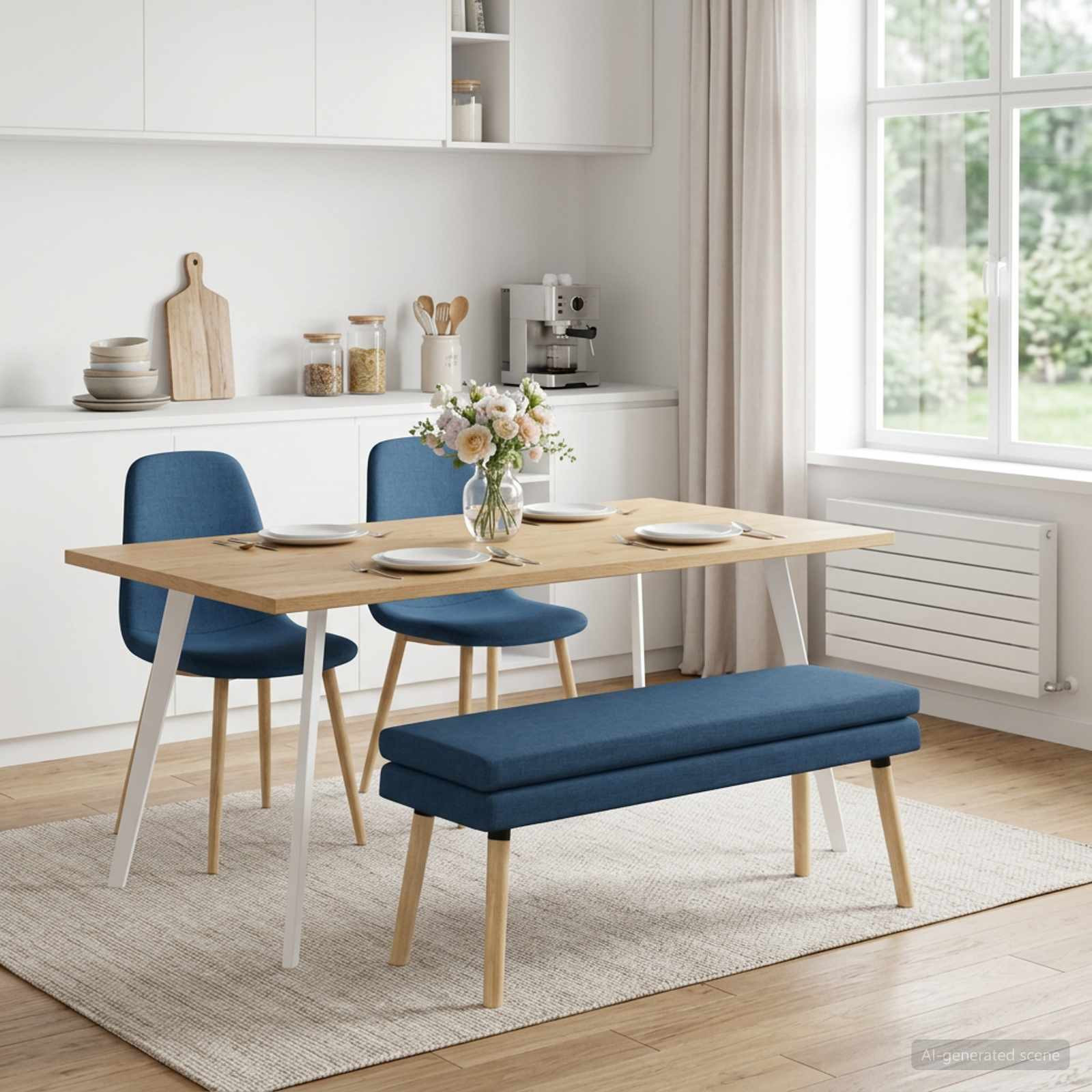 vidaXL Doppellagige Bank Blau 110 x 40 x 47 cm Stoff