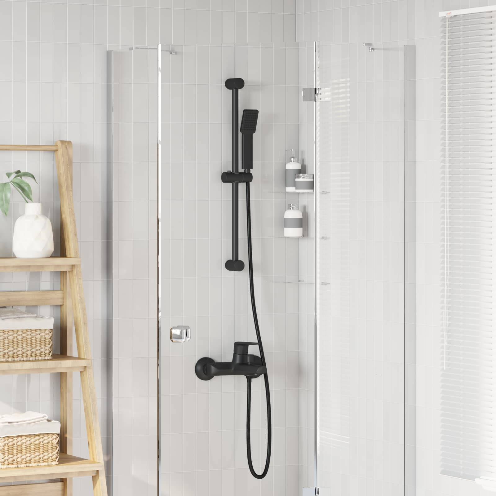 vidaXL Duschsystem-Set Schwarz 70 cm ABS Kunststoff
