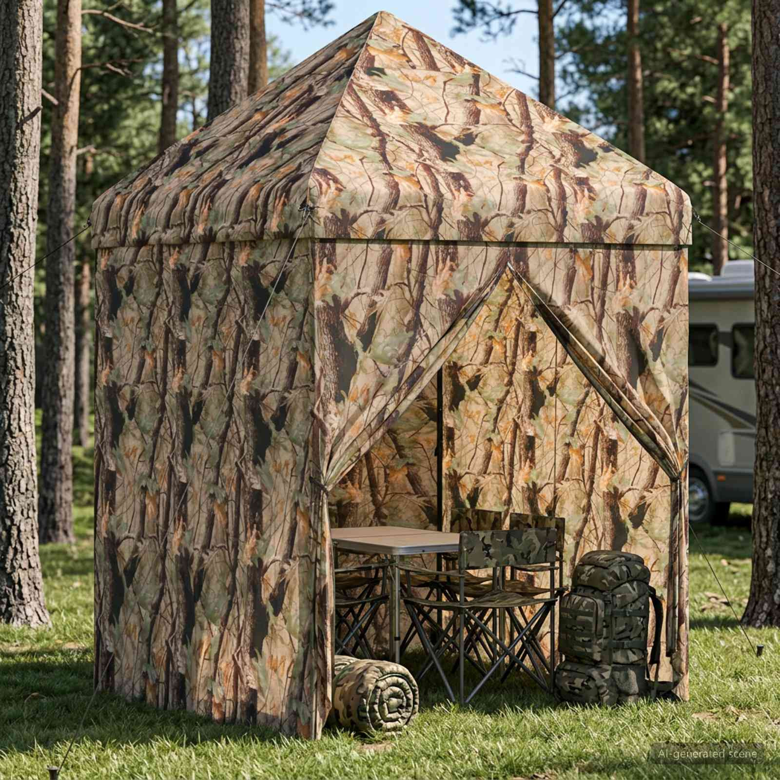 vidaXL Pop-up Pavillon mit 4 Seitenwänden 3 x 3 m Wald-Tarnfarbe