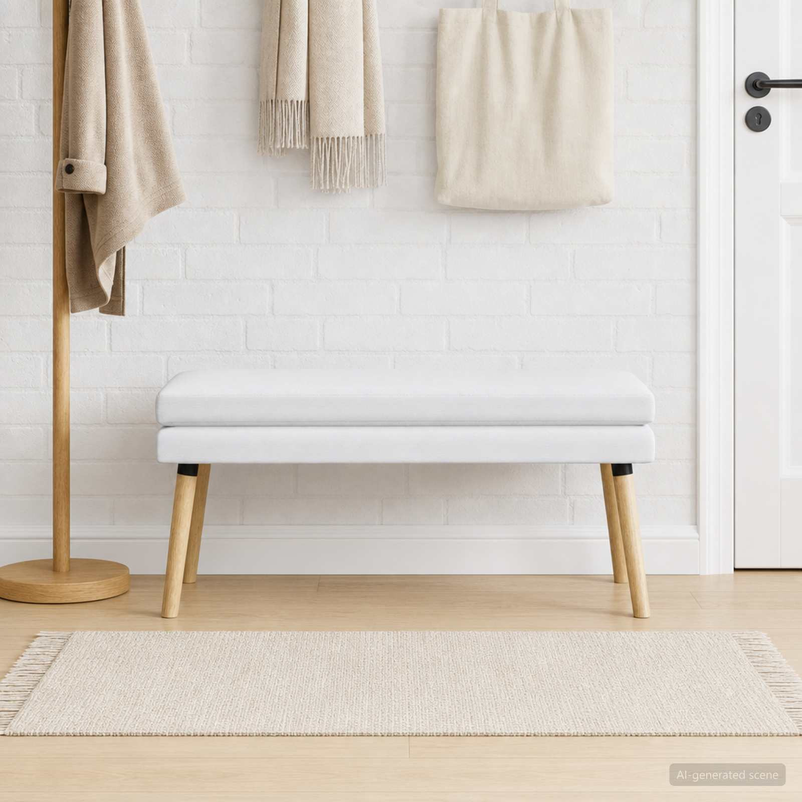vidaXL Doppellagige Bank Weiß 110 x 40 x 47 cm Stoff