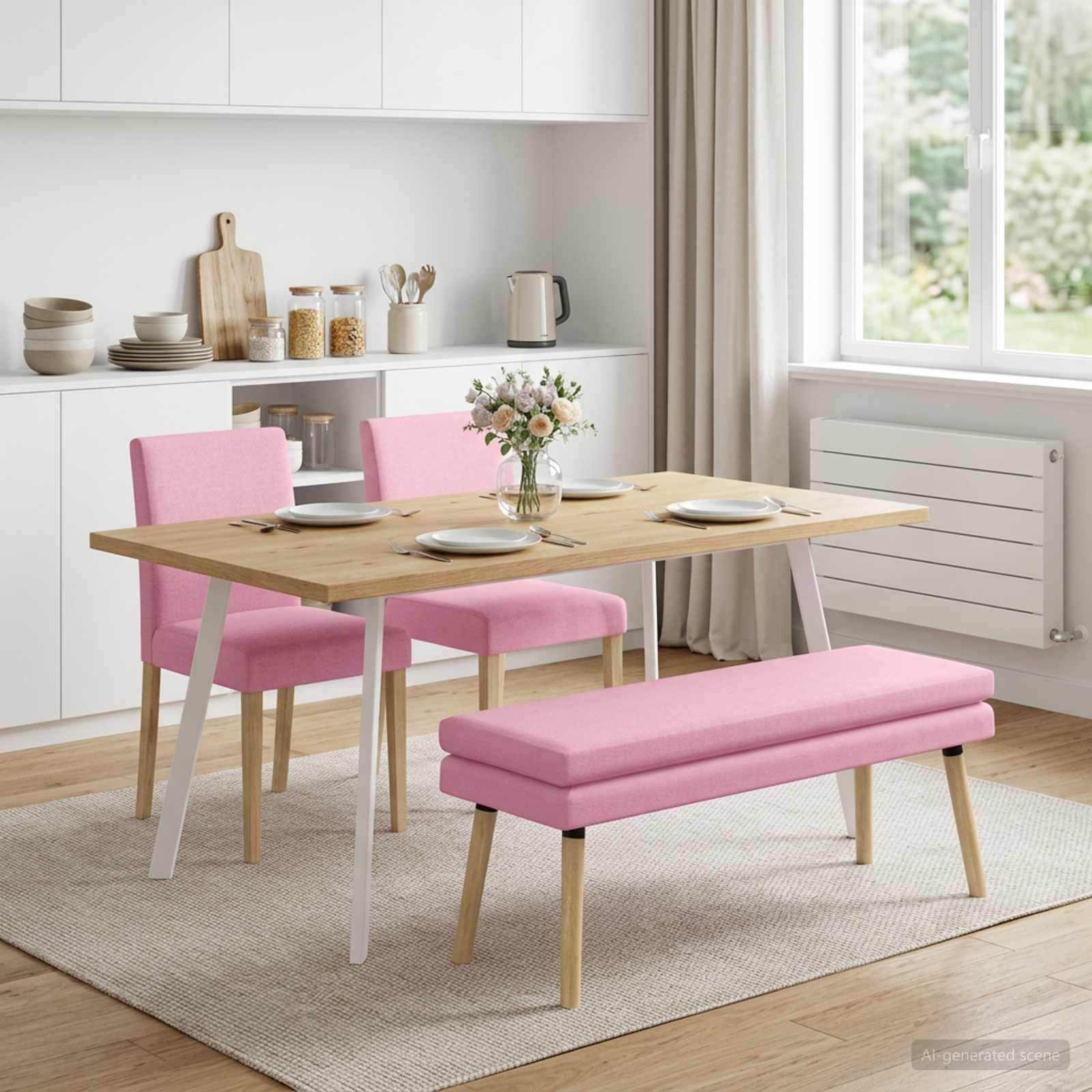 vidaXL Doppellagige Bank Rosa 110 x 40 x 47 cm Stoff
