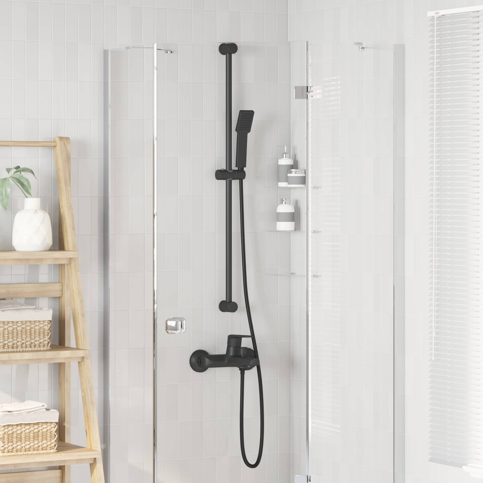 vidaXL Duschsystem-Set Schwarz 100 cm ABS Kunststoff