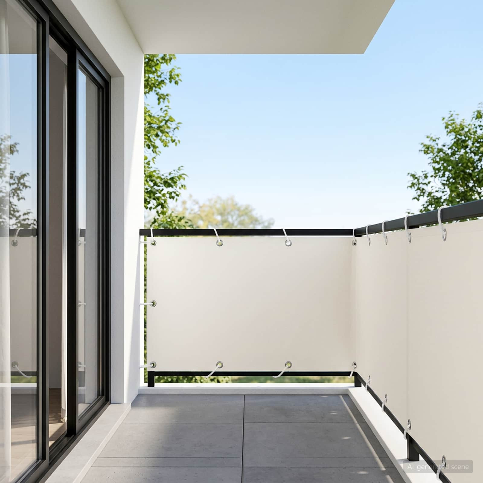 vidaXL Balkon Sichtschutz 150 x 600 cm Stoff mit PU-Beschichtung Weiß
