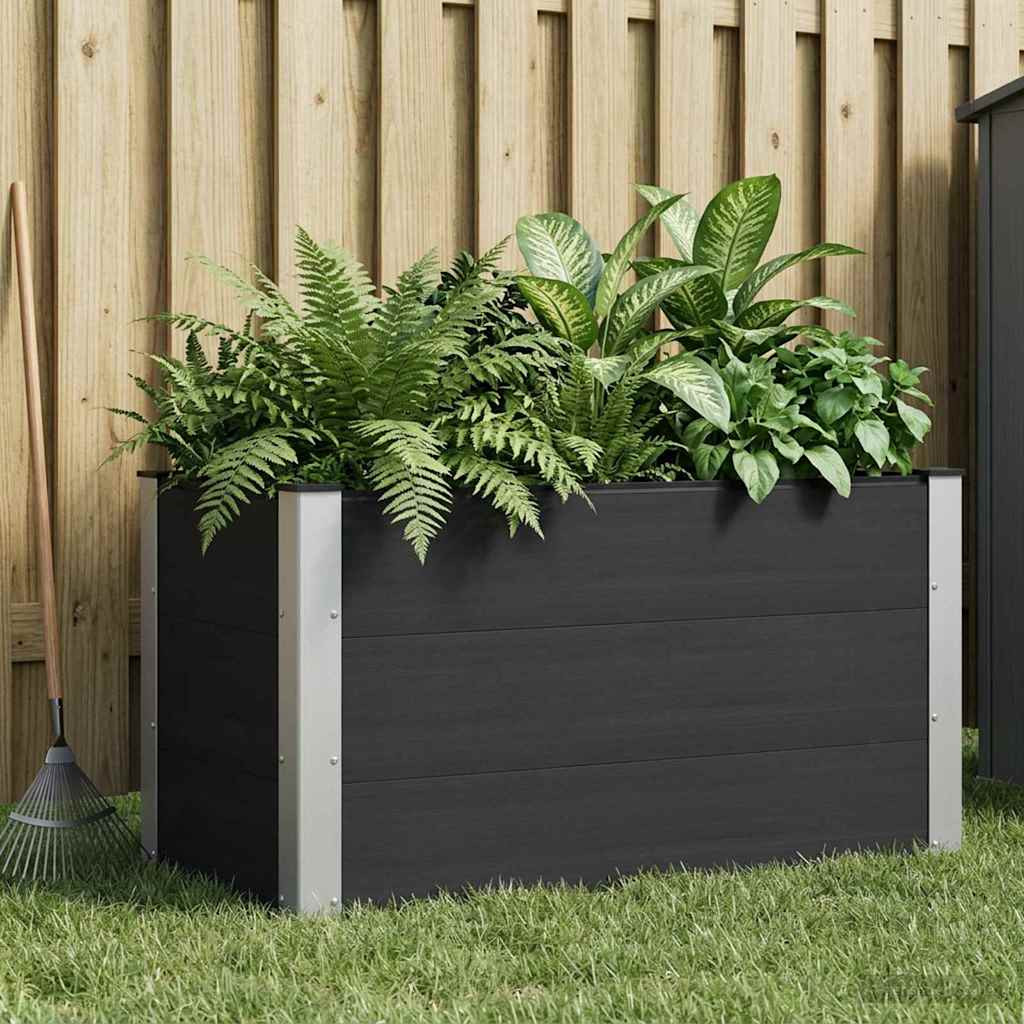 vidaXL Hochbeet Schwarz 100 x 50 x 54 cm WPC und Aluminium