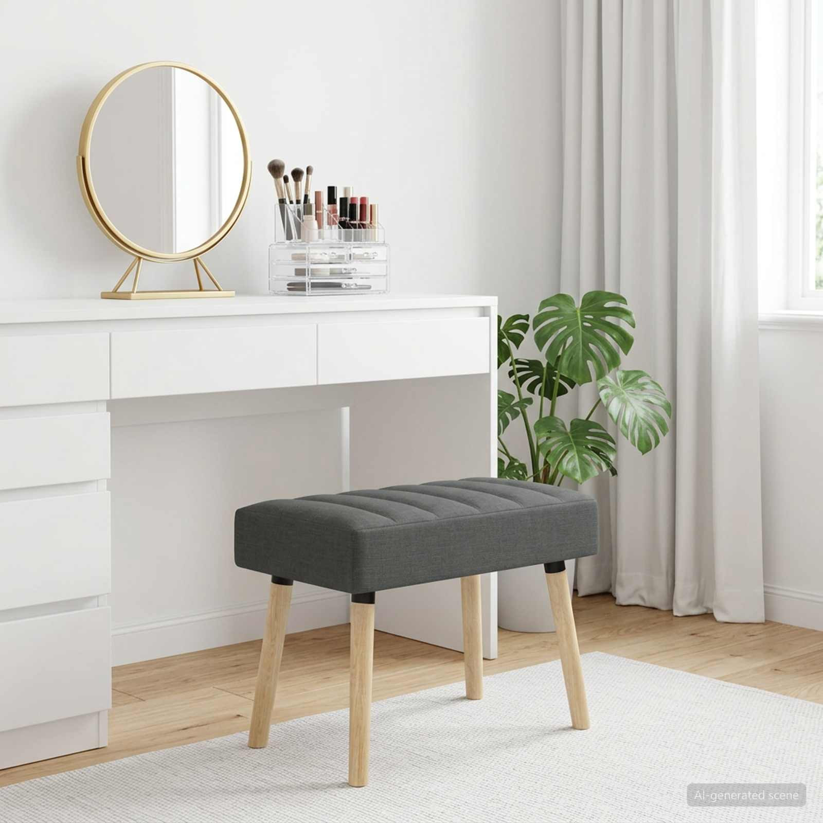vidaXL Kanalgepolsterte Bank Dunkelgrau 60 x 40 x 45 cm Stoff