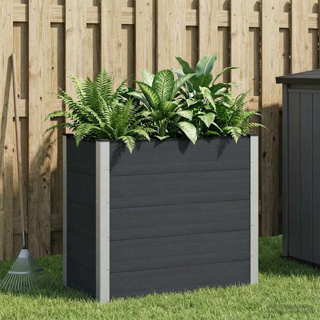 vidaXL Hochbeet Schwarz 100 x 50 x 91 cm WPC und Aluminium