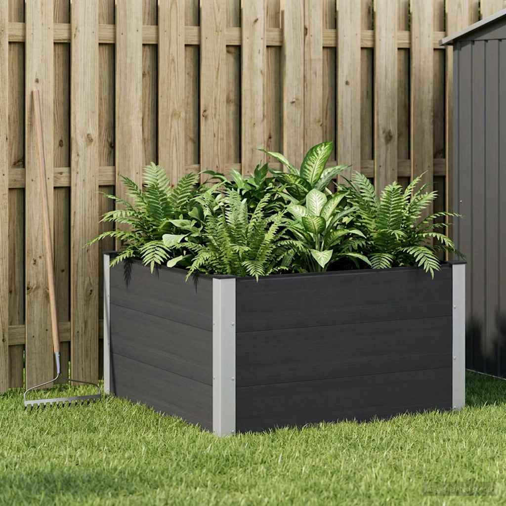 vidaXL Hochbeet Schwarz 100 x 100 x 54 cm WPC und Aluminium