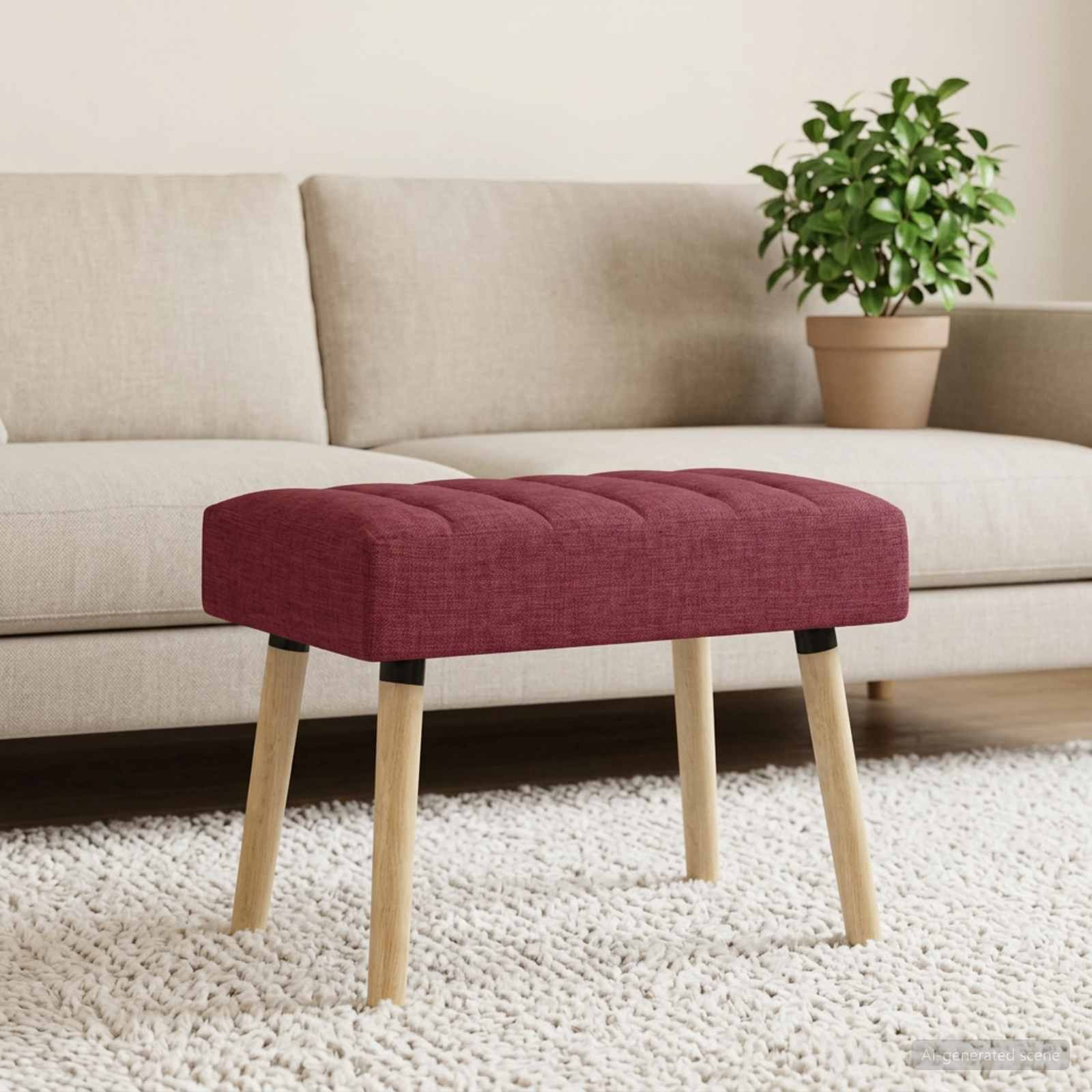vidaXL Kanalgepolsterte Bank Weinrot 60 x 40 x 45 cm Stoff