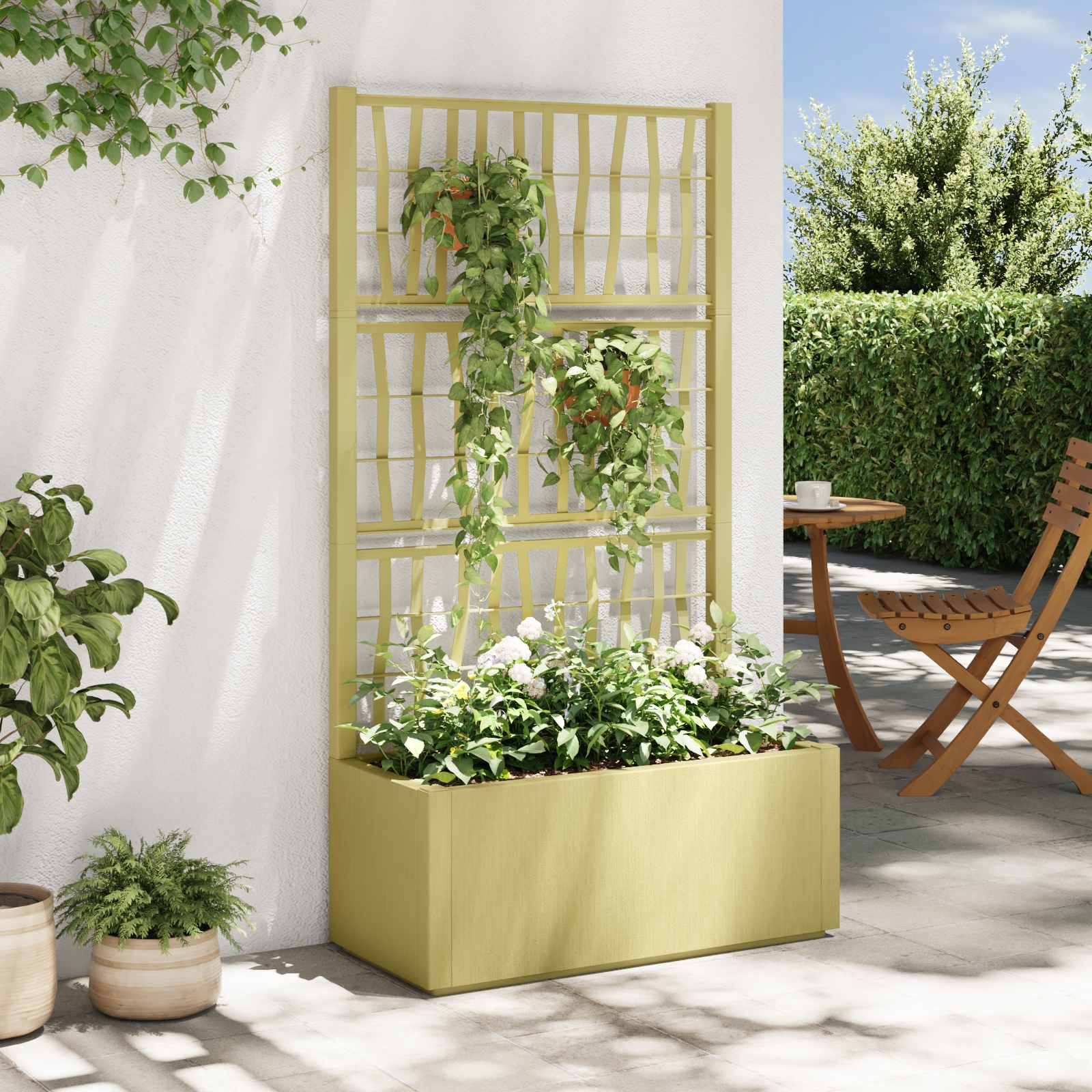 vidaXL Gartenpflanzer mit Gitter Grün 80 x 36 x 140 cm PP