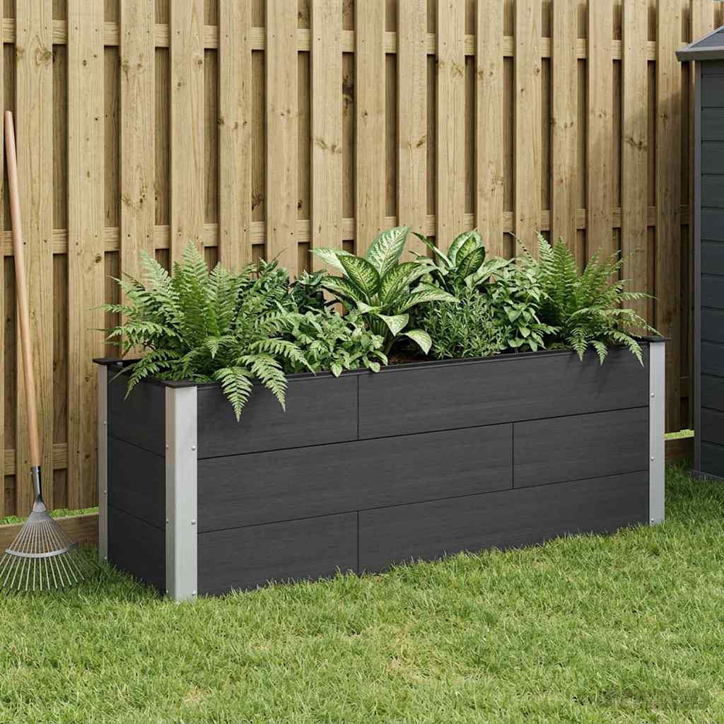 vidaXL Hochbeet Schwarz 150 x 50 x 54 cm WPC und Aluminium
