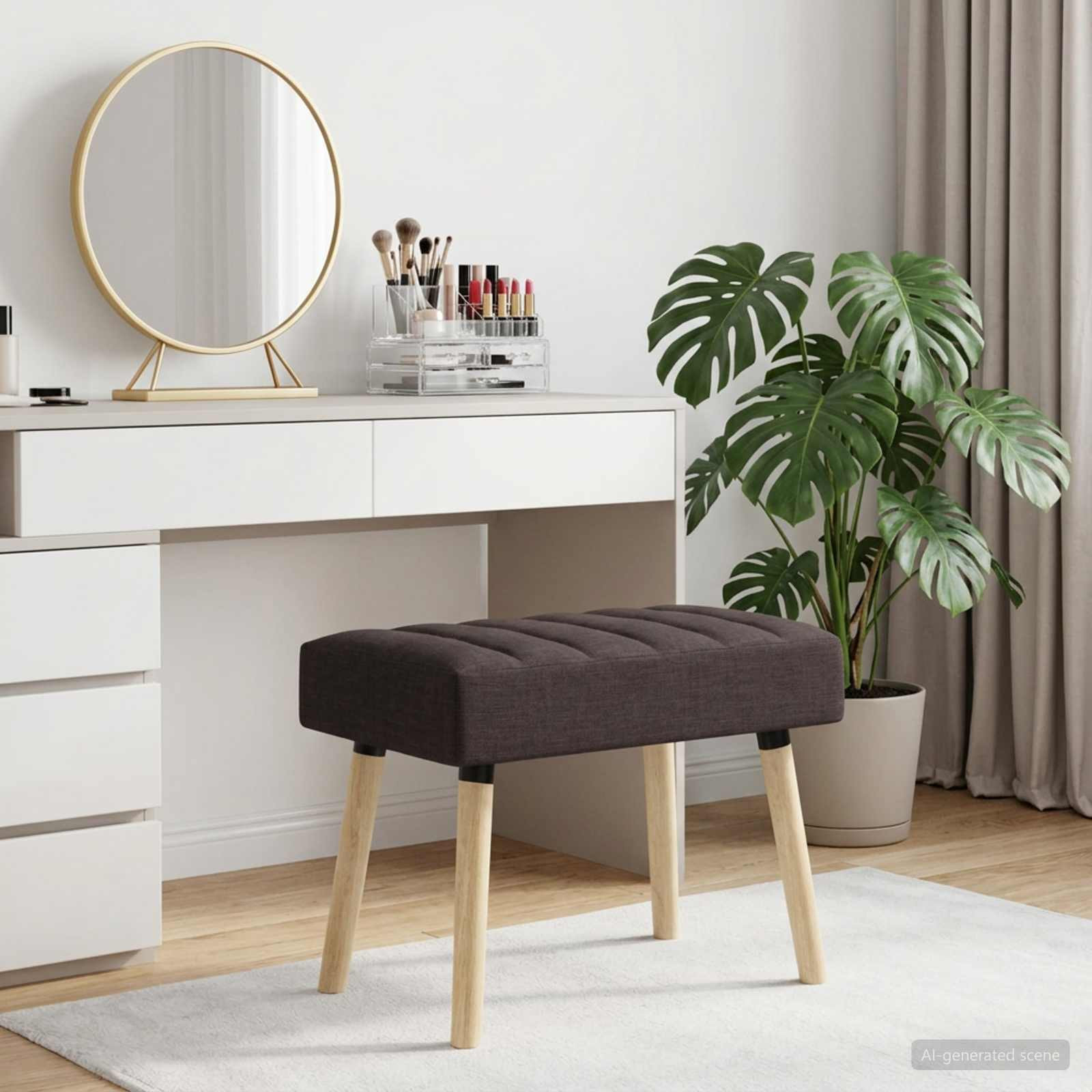 vidaXL Kanalgepolsterte Bank Dunkelbraun 60 x 40 x 45 cm Stoff