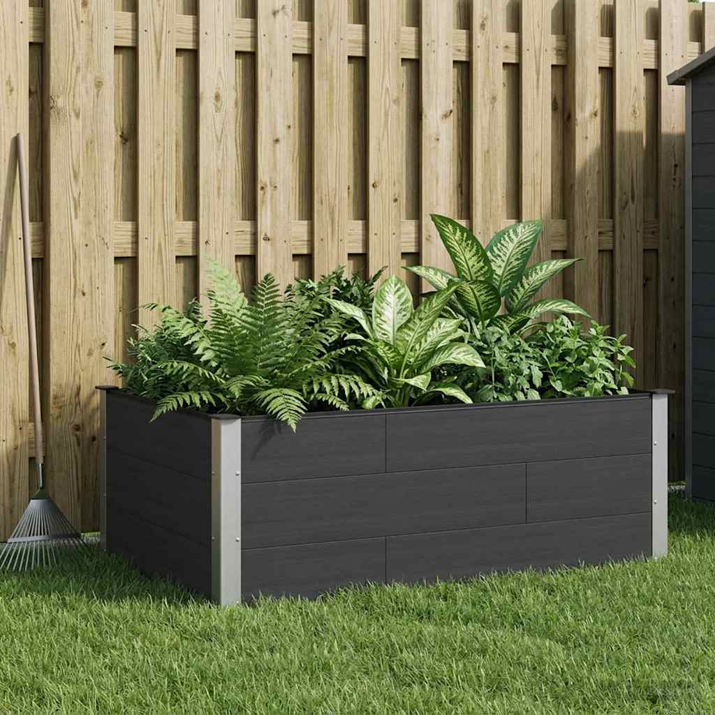 vidaXL Hochbeet Schwarz 150 x 100 x 54 cm WPC und Aluminium