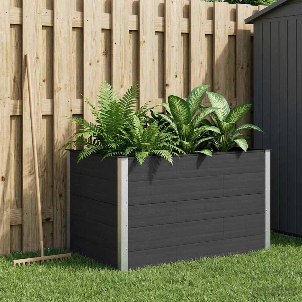 vidaXL Hochbeet Schwarz 150 x 100 x 91 cm WPC und Aluminium