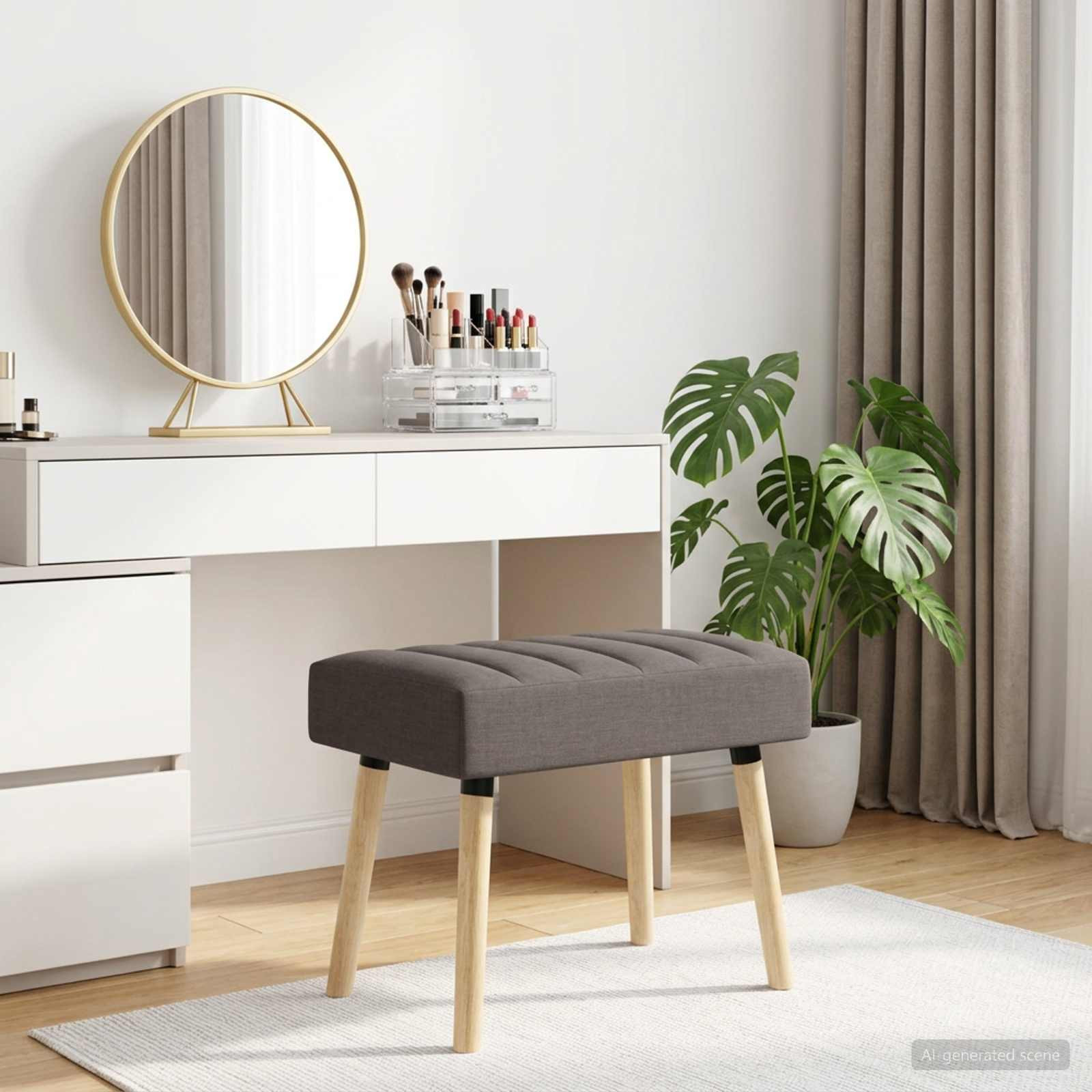 vidaXL Kanalgepolsterte Bank Taupe 60 x 40 x 45 cm Stoff