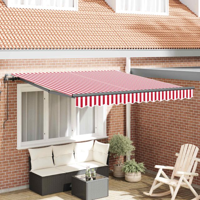 vidaXL Ausziehbare Markise Rot und Weiß 300 x 250 cm
