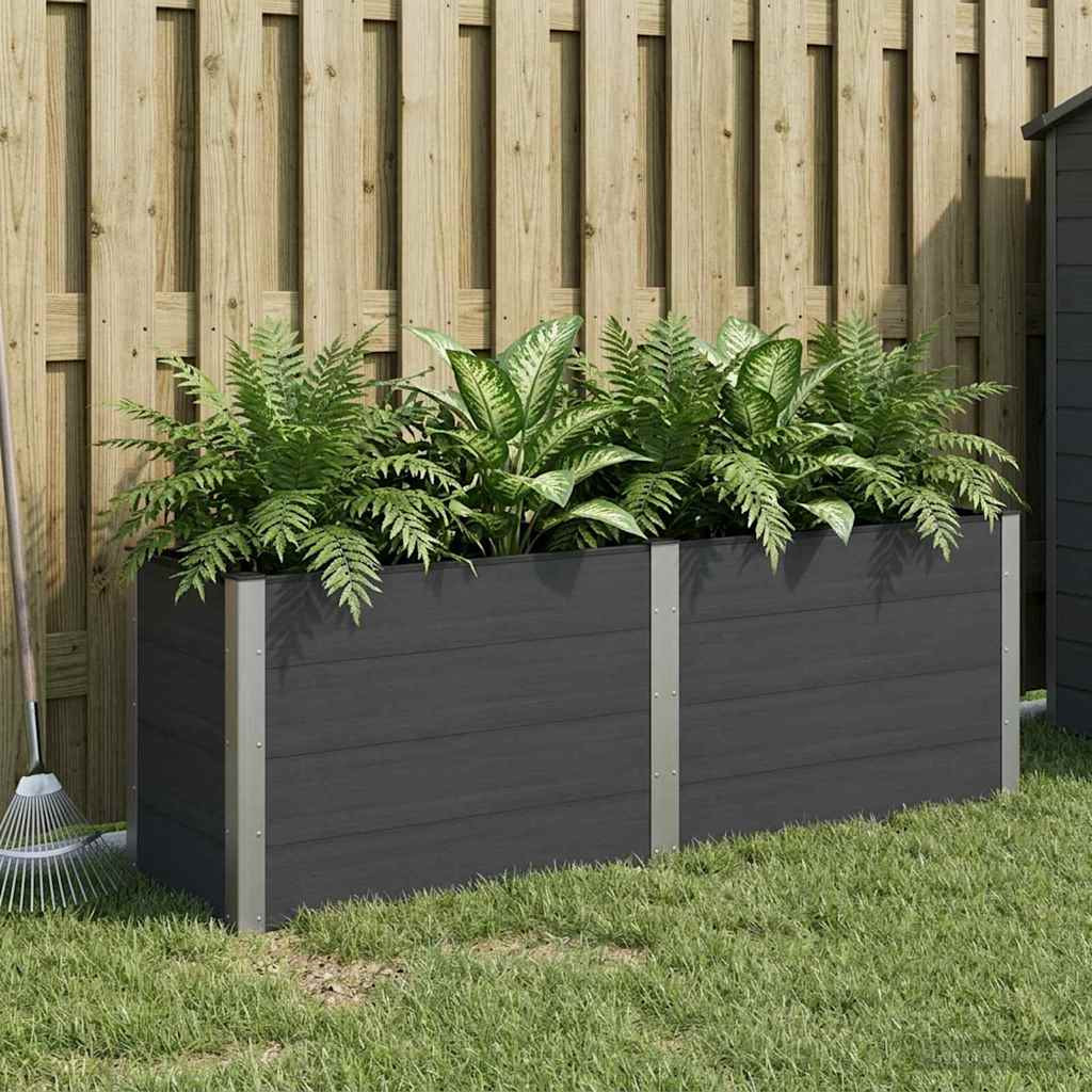 vidaXL Hochbeet Schwarz 200 x 50 x 91 cm WPC und Aluminium