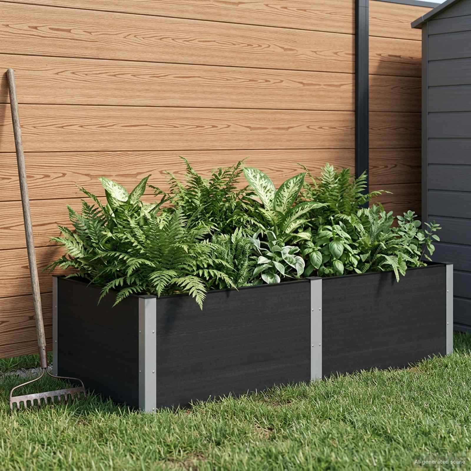 vidaXL Hochbeet Schwarz 200 x 100 x 54 cm WPC und Aluminium