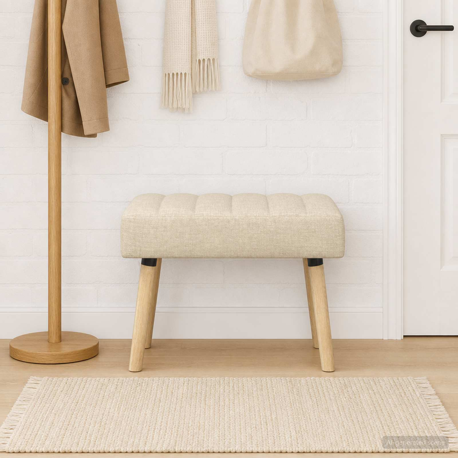 vidaXL Kanalgepolsterte Bank Creme 60 x 40 x 45 cm Stoff