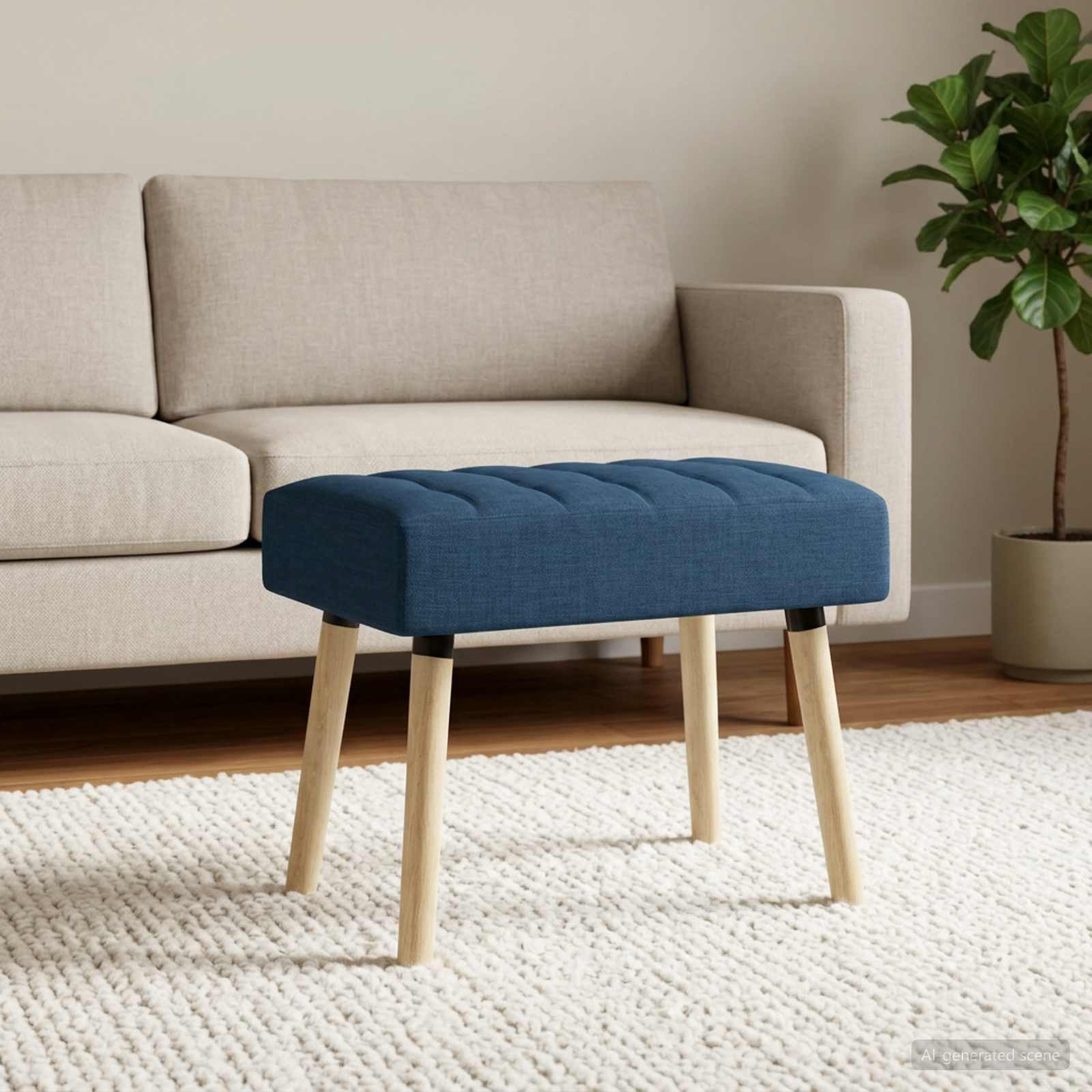 vidaXL Kanalgepolsterte Bank Blau 60 x 40 x 45 cm Stoff
