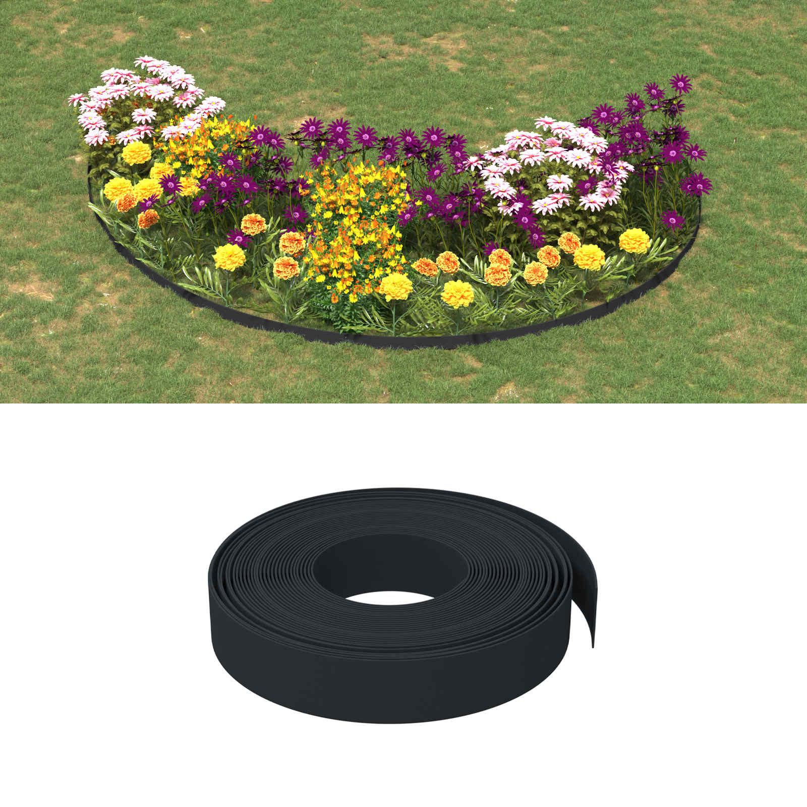 vidaXL Gartenumrandung 25 m 10 cm PE Schwarz