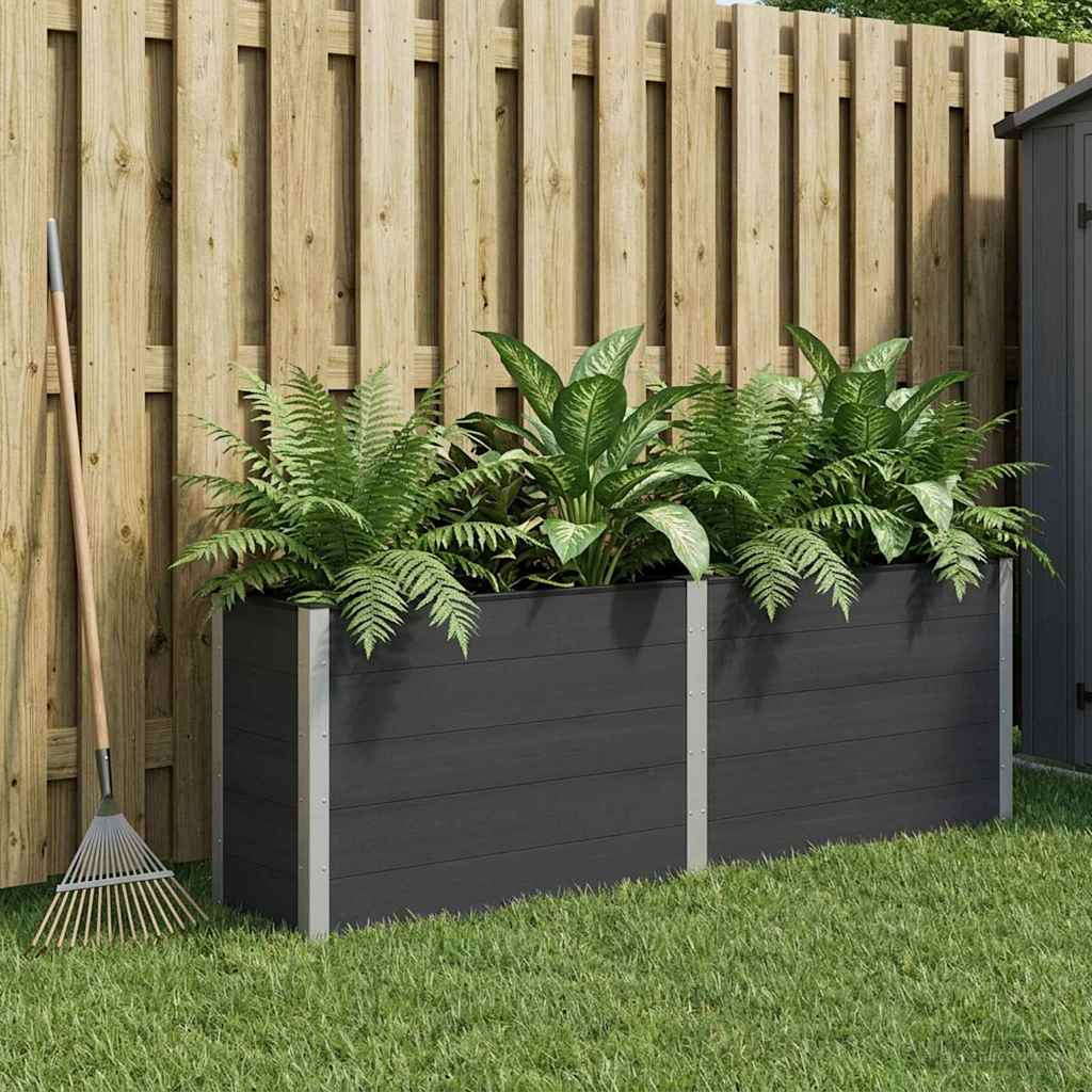 vidaXL Hochbeet Schwarz 250 x 50 x 91 cm WPC und Aluminium