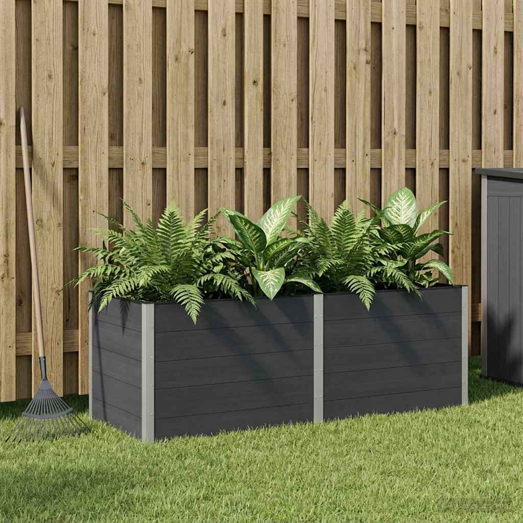 vidaXL Hochbeet Schwarz 250 x 100 x 91 cm WPC und Aluminium